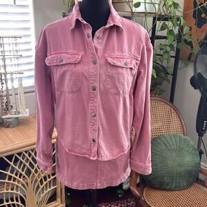 Ksubi Dusted Pink Super X Denim Mini Skirt & Snap Up Shacket Set